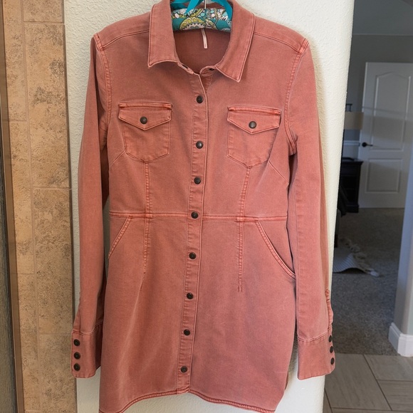 Rare Free People Dynamite Denim Mini Dress - Picture 3 of 16